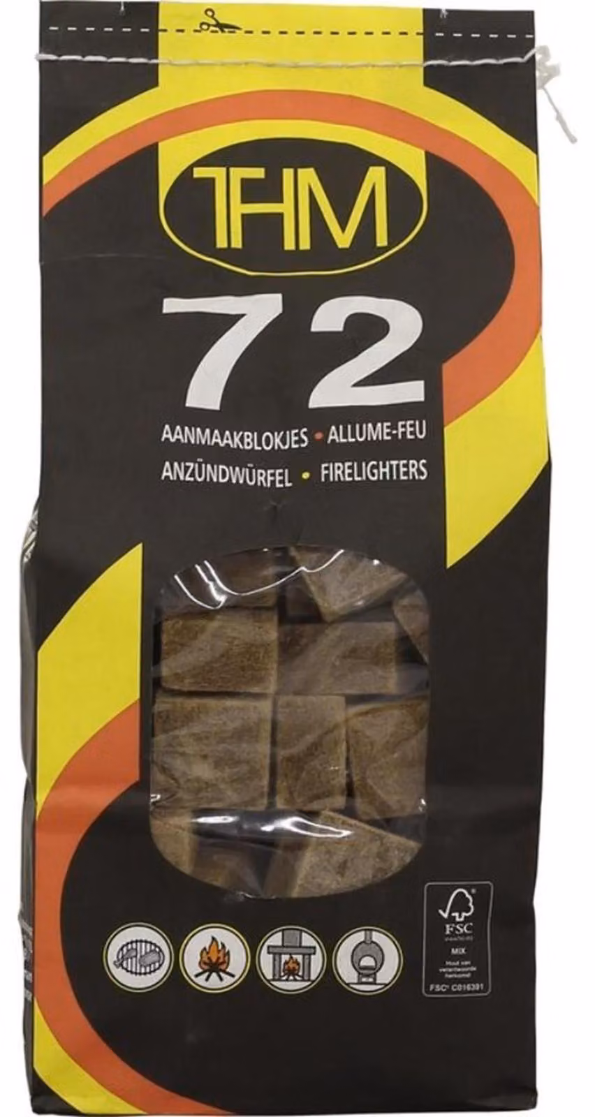 Accendifuoco Fire-up thm, marrone, sacchetto da 72 pezzi