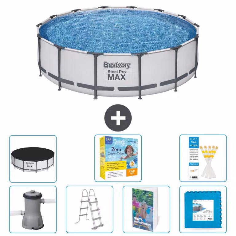 Piscina gonfiabile Bestway Steel Pro MAX, rotonda, 427x122 cm, composta da 6 parti, modello S566