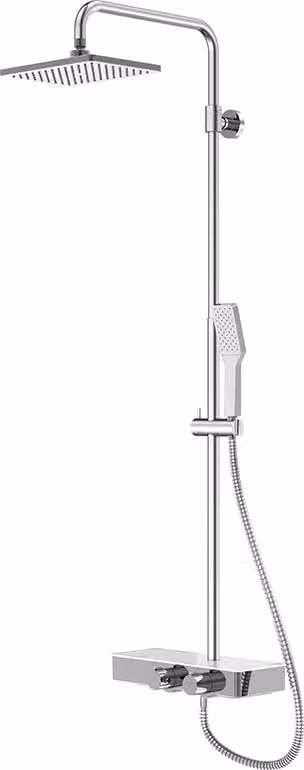 Steinberg Série 390 Système de douche, tablette en verre, thermostat, Easy Clean, pomme de douche effet pluie, douchette à main, 3902700, 3902700