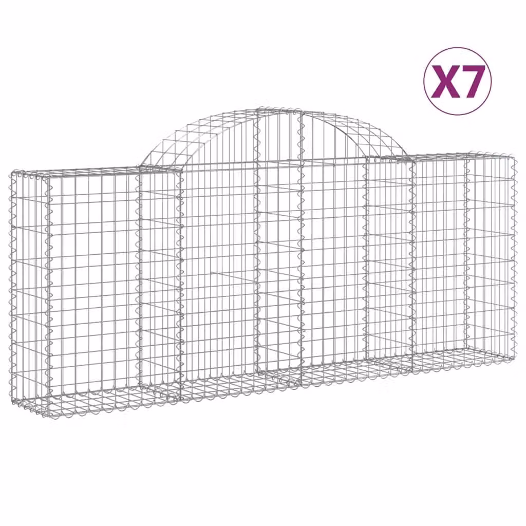Cesti Gabbioni ad Arco 7 pz 200x30x80/100 cm Ferro Zincato