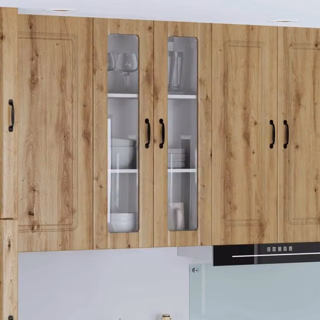 Pensile da cucina moderno vidaXL in legno color rovere marrone con ante a battente, L: 60 cm, P: 31 cm, H: 100 cm