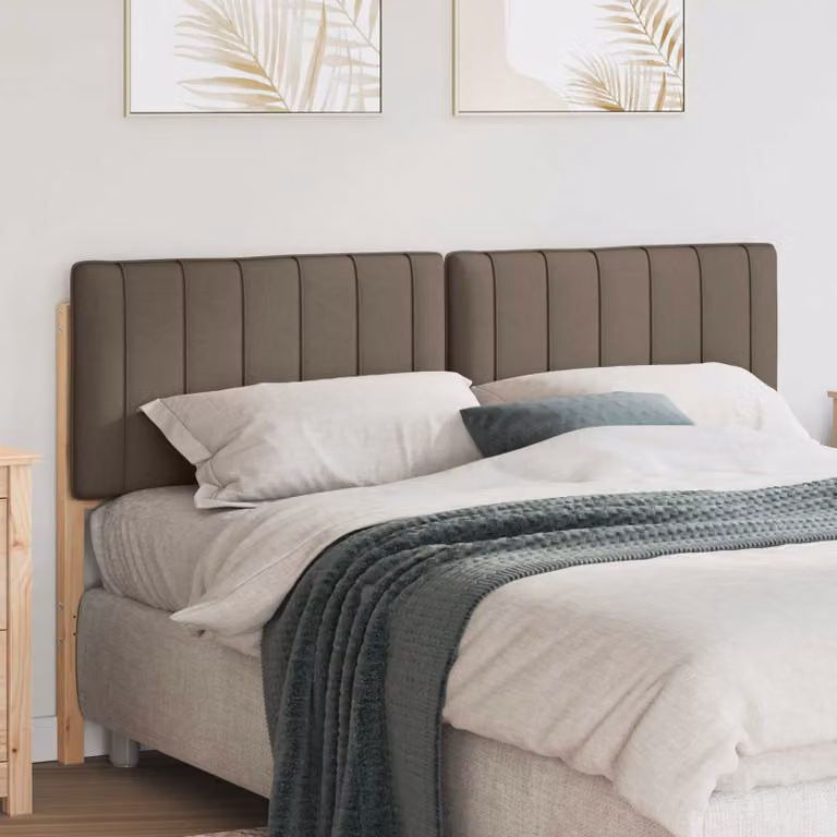 Testiera imbottita vidaXL in pino massello, colore marrone e beige, larghezza: 165,5 cm