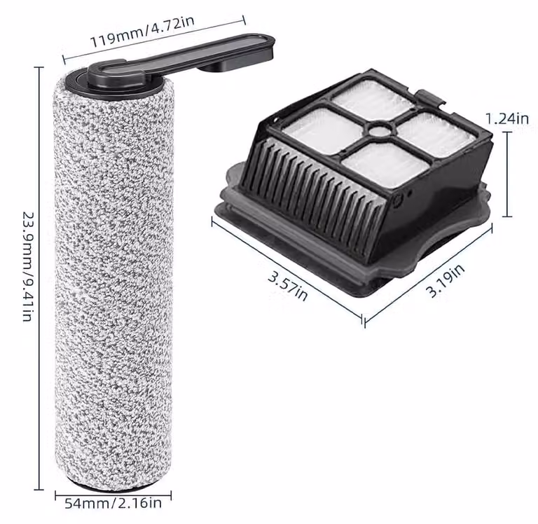 Kit di ricambi per pulitori a vapore e per la pulizia dei pavimenti: 2 spazzole rotanti, 2 filtri HEPA, filtri lavabili, accessori per aspirapolvere