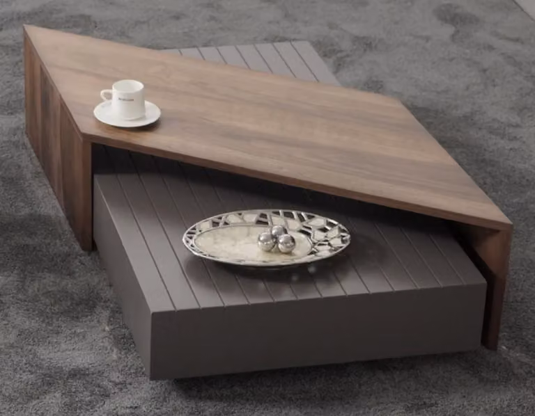 Casa Padrino Tavolino marrone/grigio 130 x 80 x H. 32 cm - Tavolo da soggiorno rettangolare in legno massello - Mobili Soggiorno - Mobili - Arredamento