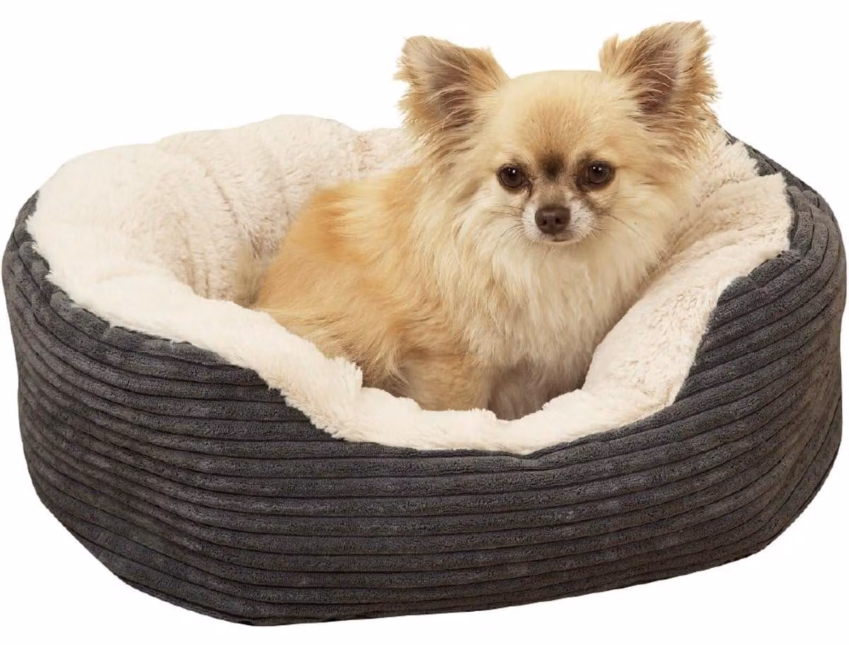 Cuccia per cani - Cuscino morbido per cani - 51 cm - Grigio - Peluche - Lavabile a 30 gradi