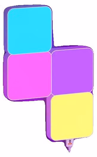 Lampada a LED da parete, illuminazione ambientale RGB, funzione di sincronizzazione musicale, set di 4 pezzi (QuadratLicht)