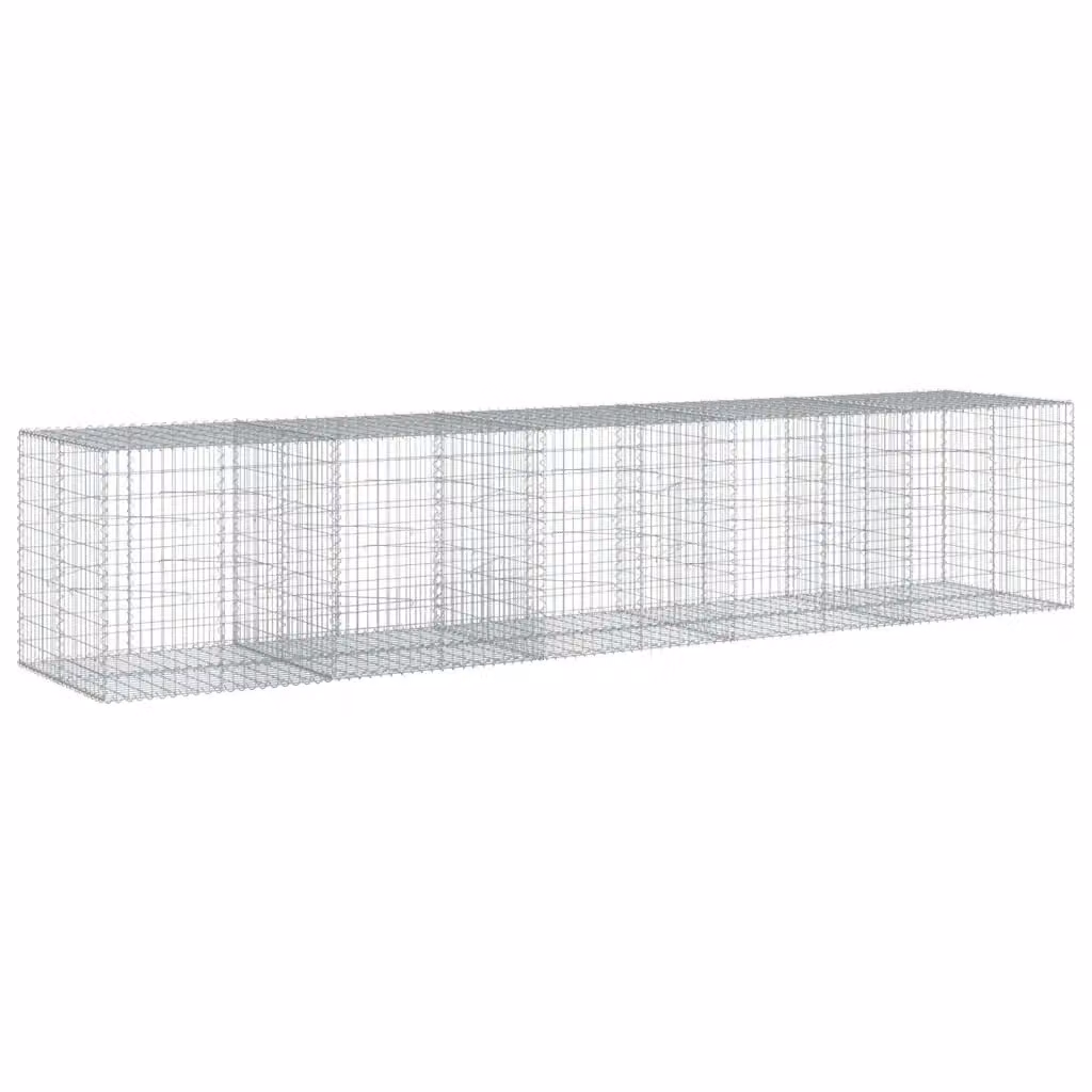 vidaXL Cesto Gabbione con Copertura in Ferro Zincato Grigio L: 500 cm, P: 100 cm, H: 100 cm – 2