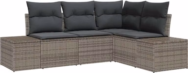 Set Divano da Giardino 4 pcs Grigio polyrattan
