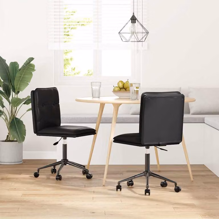 Set di 2 sedie da pranzo moderne vidaXL in similpelle nera per soggiorno e cucina
