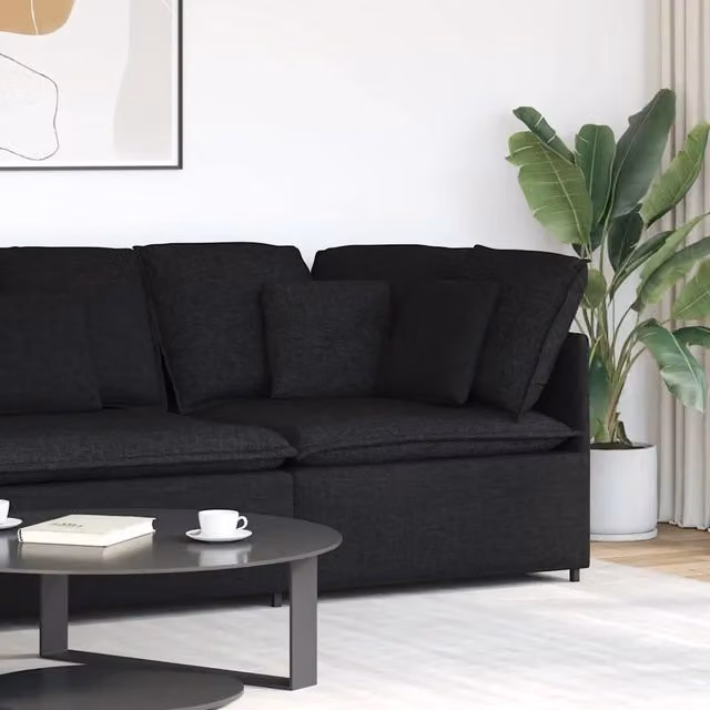 Modulo Angolare Divano Modulare con Cuscini-Sofa Modulare-Divanetto Nero 100 cm 101615