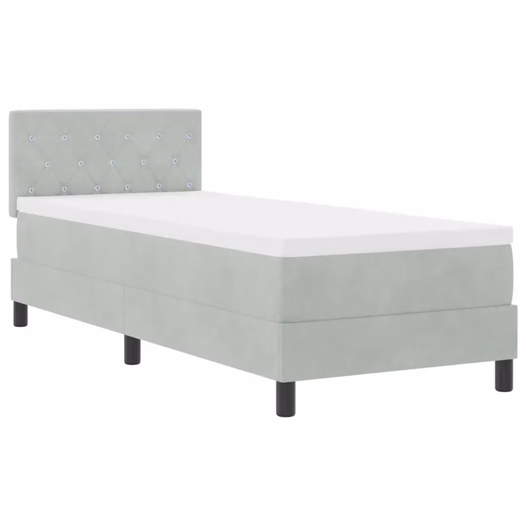 Letto a molla con illuminazione LED vidaXL in velluto grigio, L 200 x L 80 cm – 2