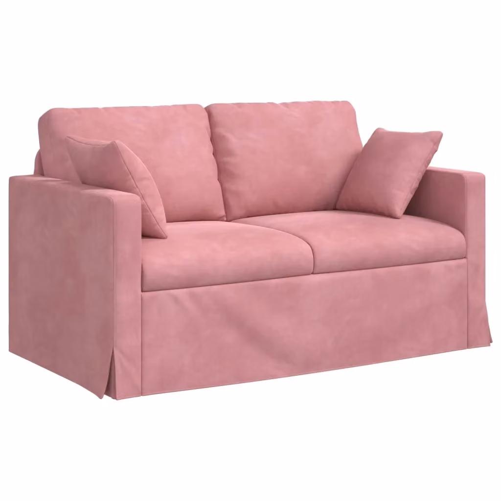 vidaXL Divano Moderno in Velluto Rosa con Cuscini, L: 138 cm, P: 78 cm, H: 80 cm – 2