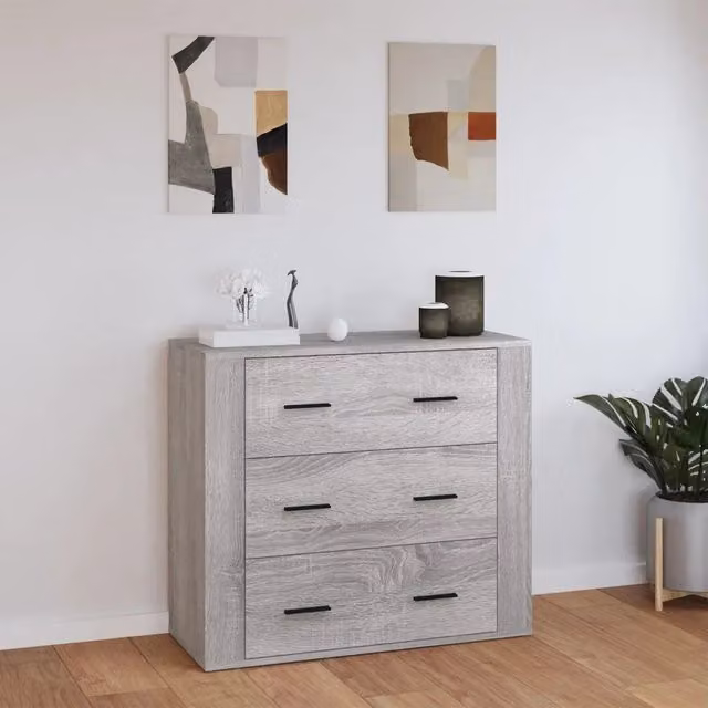 Credenza moderna vidaXL in legno MDF grigio da appendere alla parete L: 80 cm, P: 33 cm, H: 70 cm
