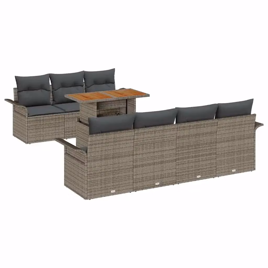 Set Divano da Giardino a L vidaXL 8 pz Grigio con Cuscini e Tavolino in Acciaio e Legno di Acacia – 2