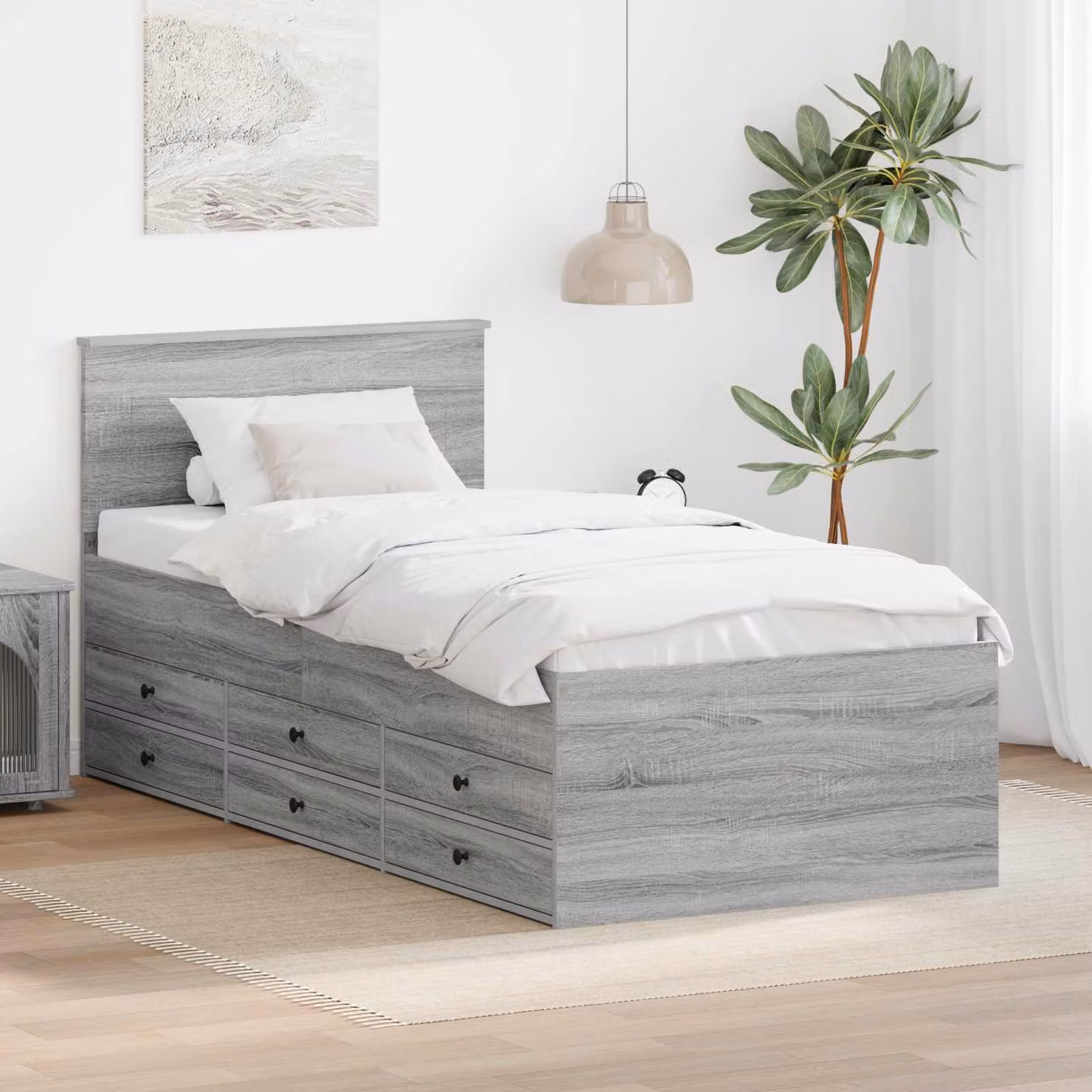 Daybed vidaXL moderno in legno ingegnerizzato grigio e nero L: 190 cm, P: 80 cm
