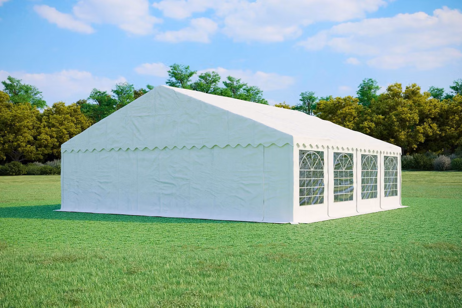 Tenda per eventi 8x8 metri, PVC PREMIUM, 500 g/m² - Bianca