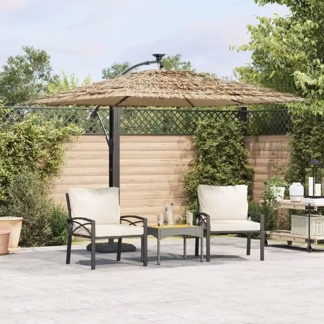 Ombrellone da giardino Videx con LED e palo in acciaio marrone L: 246 cm, P: 246 cm, H: 230 cm – 1