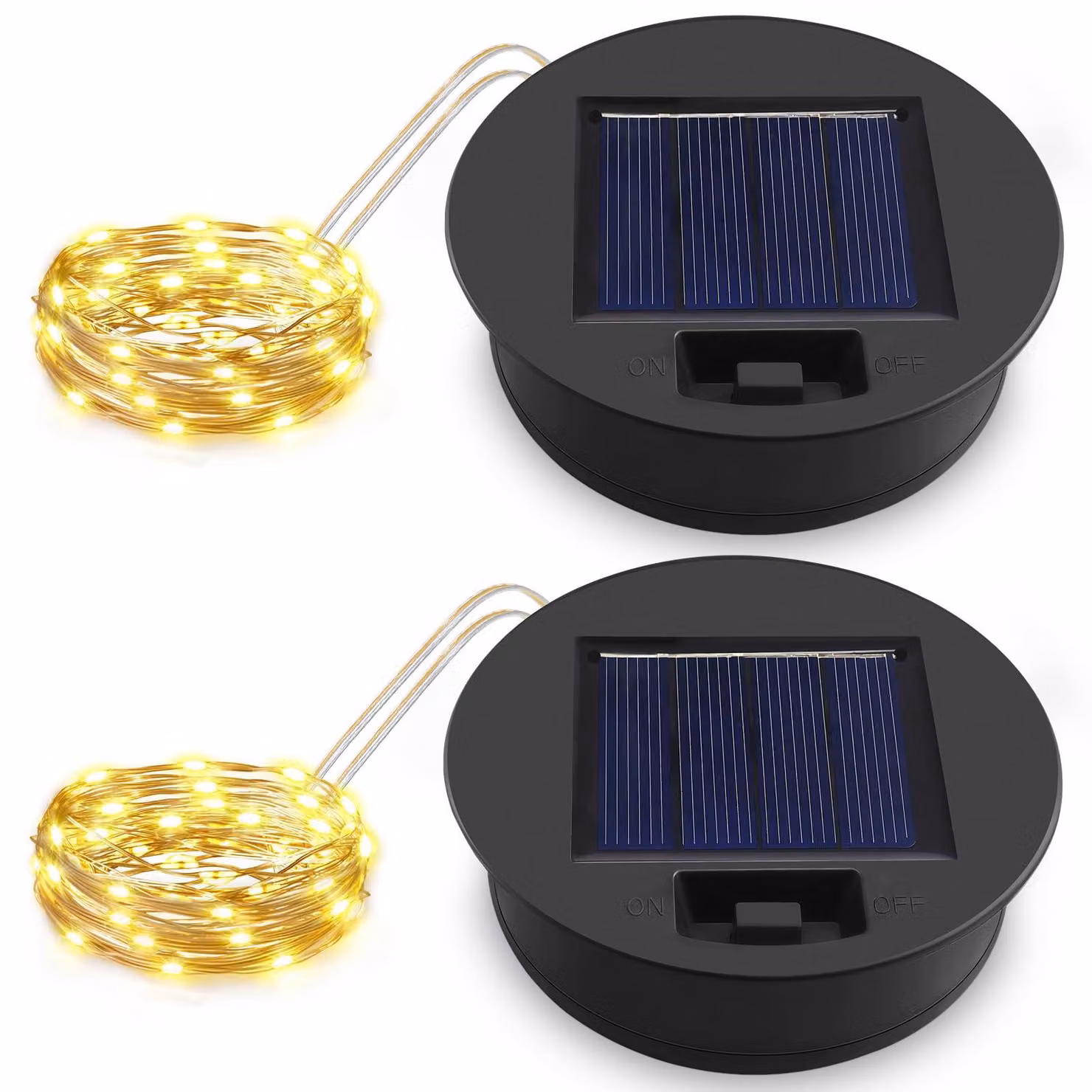 Copertura solare di ricambio, 8,44 cm, 36 LED, luce bianco caldo, confezione da 2.