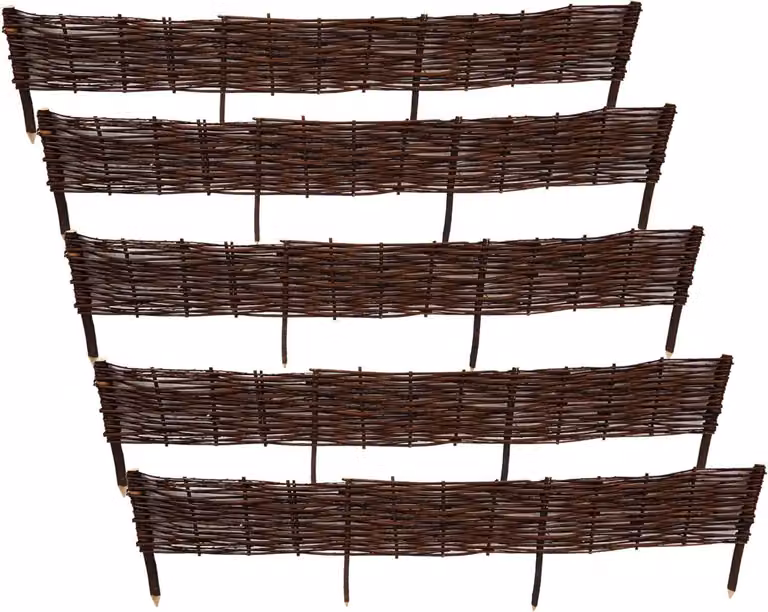 Set di 5 Palizzate in Salice 120x20 cm – Recinzione in Vimini Naturale per Aiuole e Bordo Prato