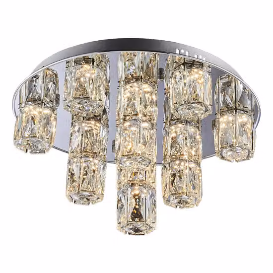 Plafone LED POLAR 45W, 3000K, argento acciaio inox/trasparente, Ø: 45 H: 28 cm