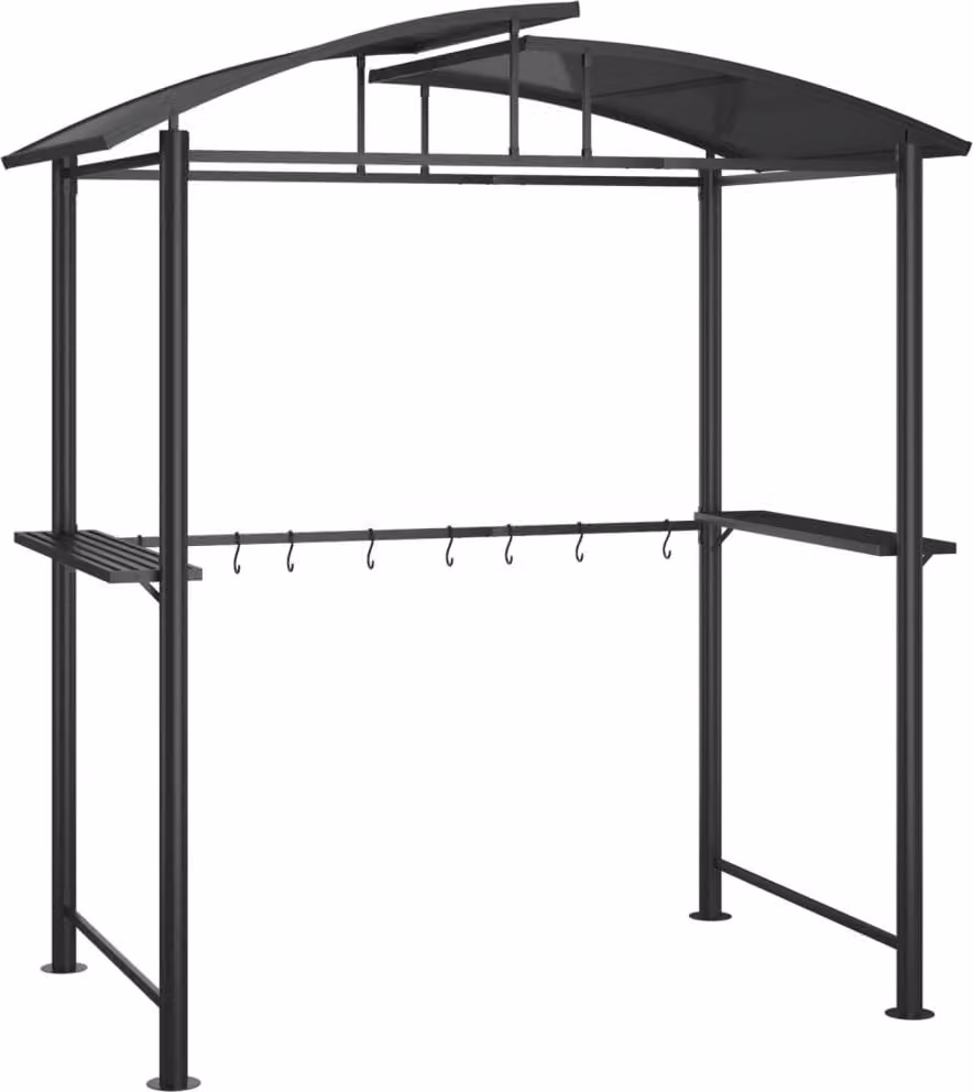Gazebo Barbecue Ripiani Laterali Antracite 210x114x230 Acciaio