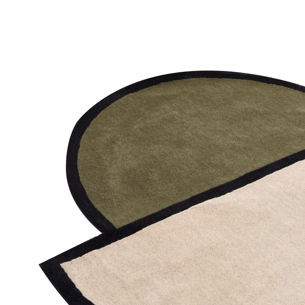 Tappeto decorativo Beliani in lana verde, forma irregolare organica, stile scandinavo, ø 160 cm – 2