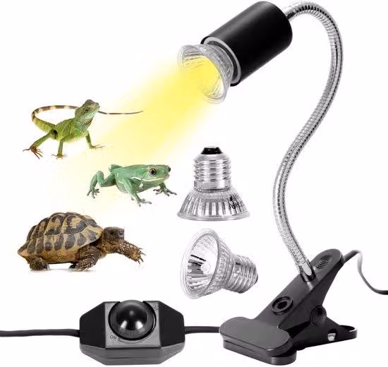 Lampada riscaldante per rettili - Lampada UV-A e UV-B - 25 W e 50 W - Orientabile a 360 gradi - Per rettili, lucertole, serpenti e camaleonti