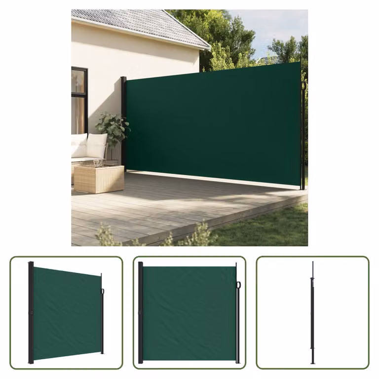 The Living Store Tenda laterale estensibile Verde scuro 200x300 cm