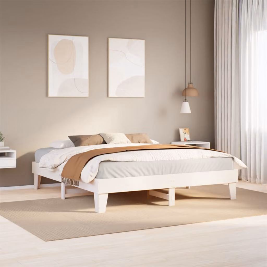 vidaXL Giroletto in Legno Massello di Pino Bianco con Doghe Rigide 200x200 cm – 1