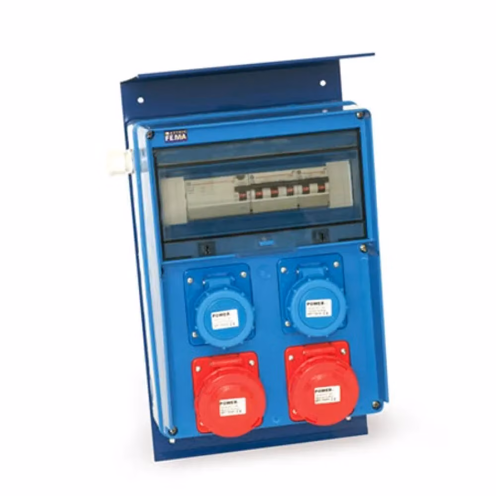 Quadro combinazione Giotto blu con 2 prese 2P+T 220V e 2 prese 3P+T 380V – 2