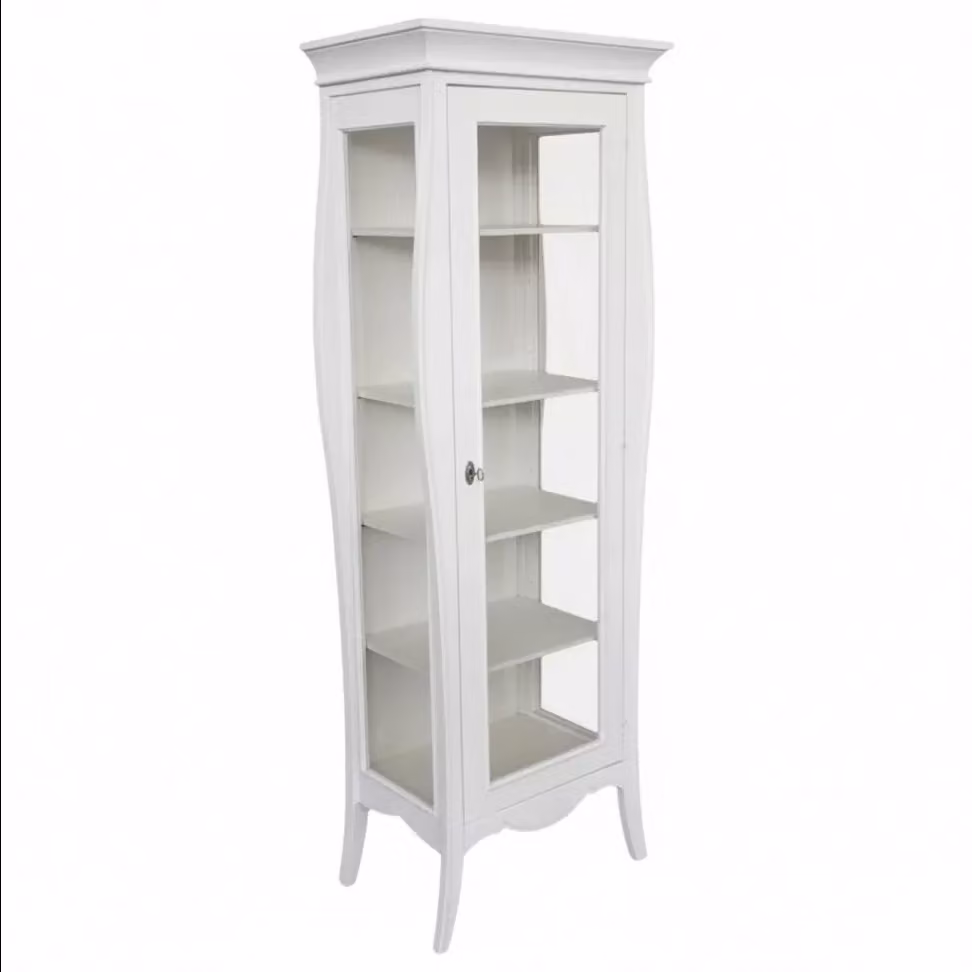 Vetrina sagomata con porta in vetro Mobili 2G in legno bianco L: 71 cm, P: 48 cm, H: 204 cm – 1