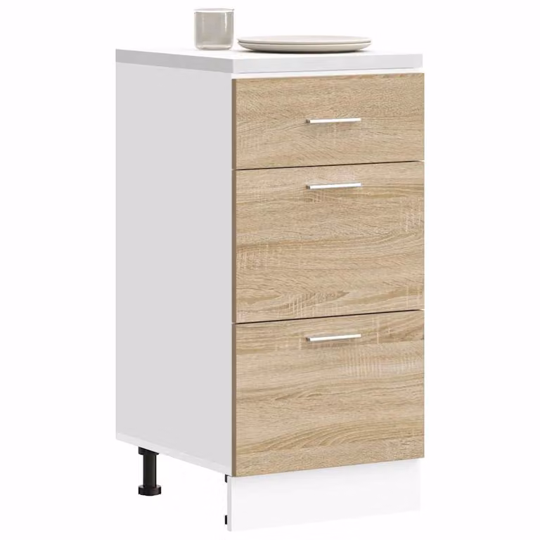 Armadio inferiore da cucina Lyon vidaXL moderno in MDF, marrone e bianco, L 40 cm x P 46 cm x H 81,5 cm