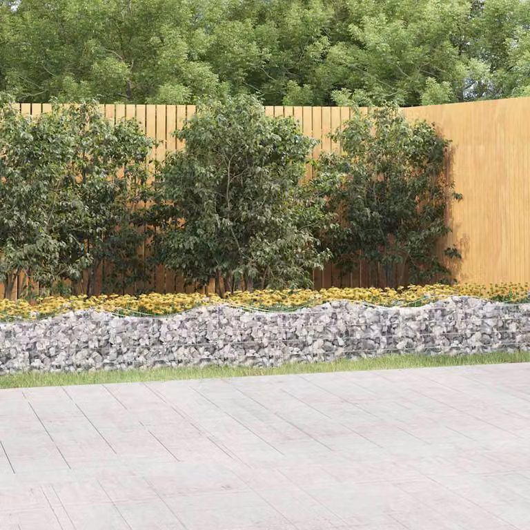 vidaXL Gabbione ad Arco con Letto Rialzato in Acciaio Zincato Grigio L: 800 cm, P: 50 cm, H: 50 cm