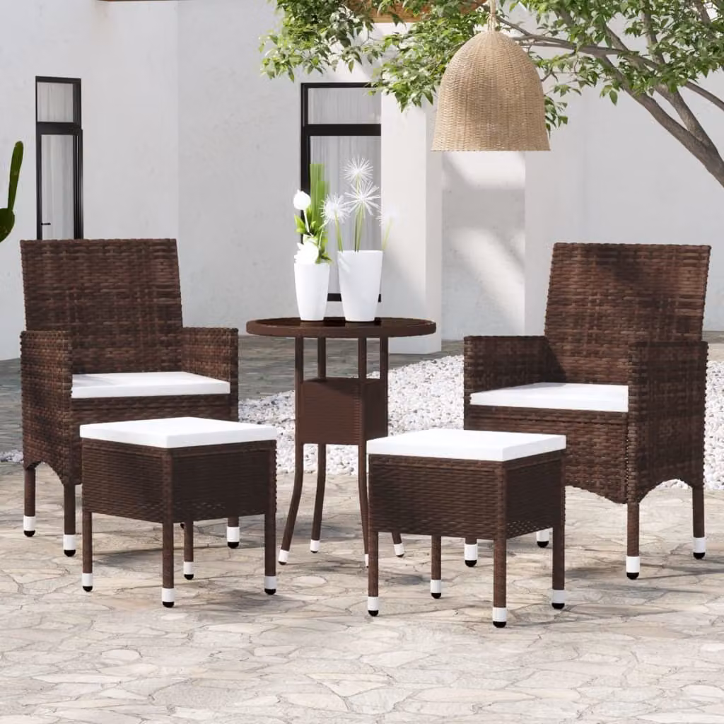 Maison Exclusive - Set da giardino da 5 pezzi in rattan sintetico marrone