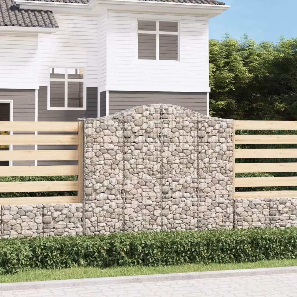 Cesto Gabbione ad Arco vidaXL in Acciaio Zincato Grigio L/P/H: 200 x 50 x 180/200 cm