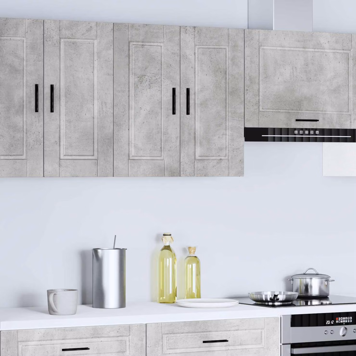 vidaXL Pensile da Cucina Porto Grigio Cemento in Legno Multistrato