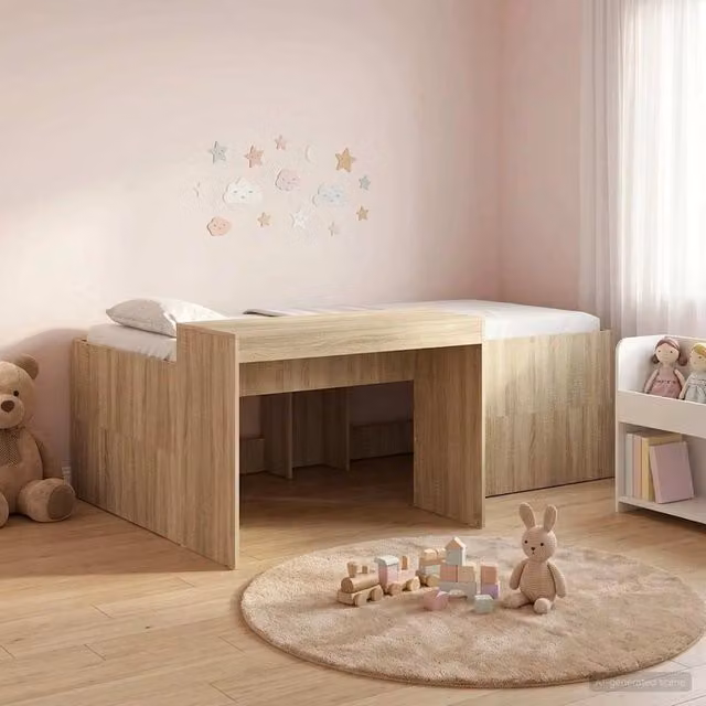 Letto alto per bambini con scrivania Rovere Sonoma 3422677