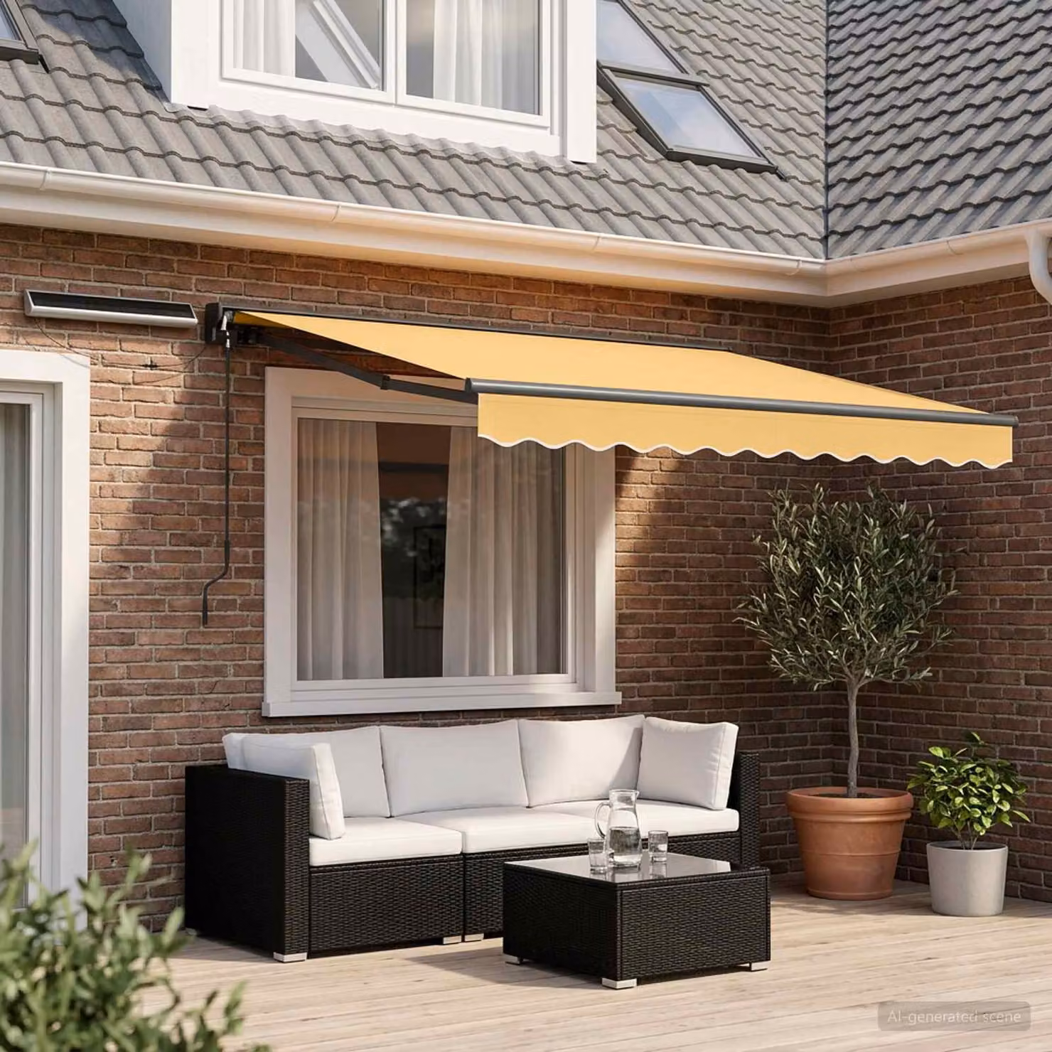 vidaXL Tettuccio Elettrico Retrattile in Alluminio e Poliestere, Colore Sabbia, L 3,5 x P 2,5 m