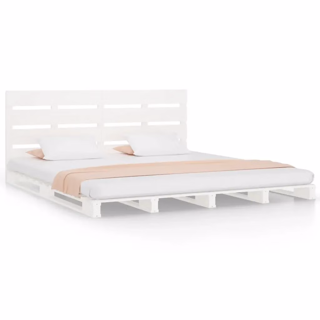Letto giroletto vidaXL in legno massello di pino bianco con doghe piatte L/P: 160 x 200 cm – 2