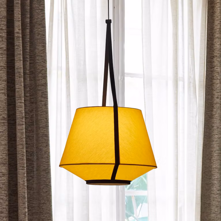 Forestier Lampada a sospensione Carrie S, dimmerabile, Giallo / Arancione, Soggiorno / Sala da pranzo, Tessuto / Stoffa / Seta, Design, Lampada a sospensione