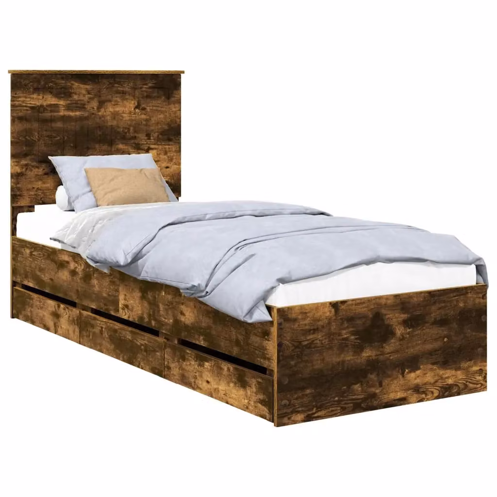 Struttura letto con cassetti vidaXL in legno Rovere fumé L 190 x L 80 cm – 2
