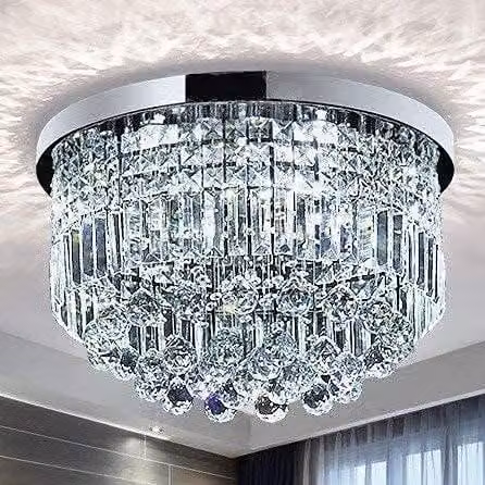 Lampadario moderno in cristallo, lampada da soffitto moderna, applique a soffitto, lampada per sala da pranzo, bagno, camera da letto, soggiorno. Attacco E14. Dimensioni: altezza 28 cm, larghezza 50 cm
