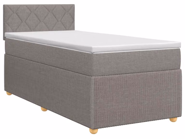 Letto a molle con materasso e testata Taupe 90 x 190 cm in tessuto