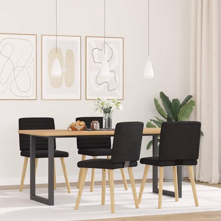 vidaXL Sedie da Pranzo 4 pz Nere in Tessuto