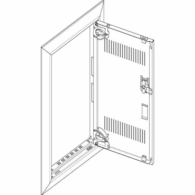 Telaio ABN + sportello con fessura di ventilazione 1x3 per centralina di distribuzione da incasso, a 1 fila da 3 moduli GBRU13TL
