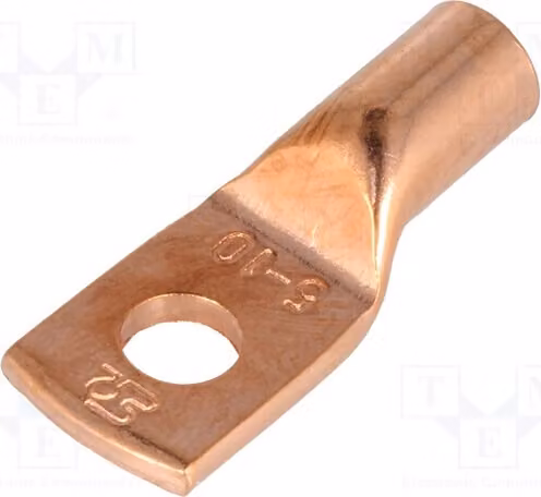 2 connettori a crimpare per cavi coassiali, per collegamenti a morsetto, filettatura M5, sezione 10 mm², lunghezza: 21 mm, modello KM10/5, isolati
