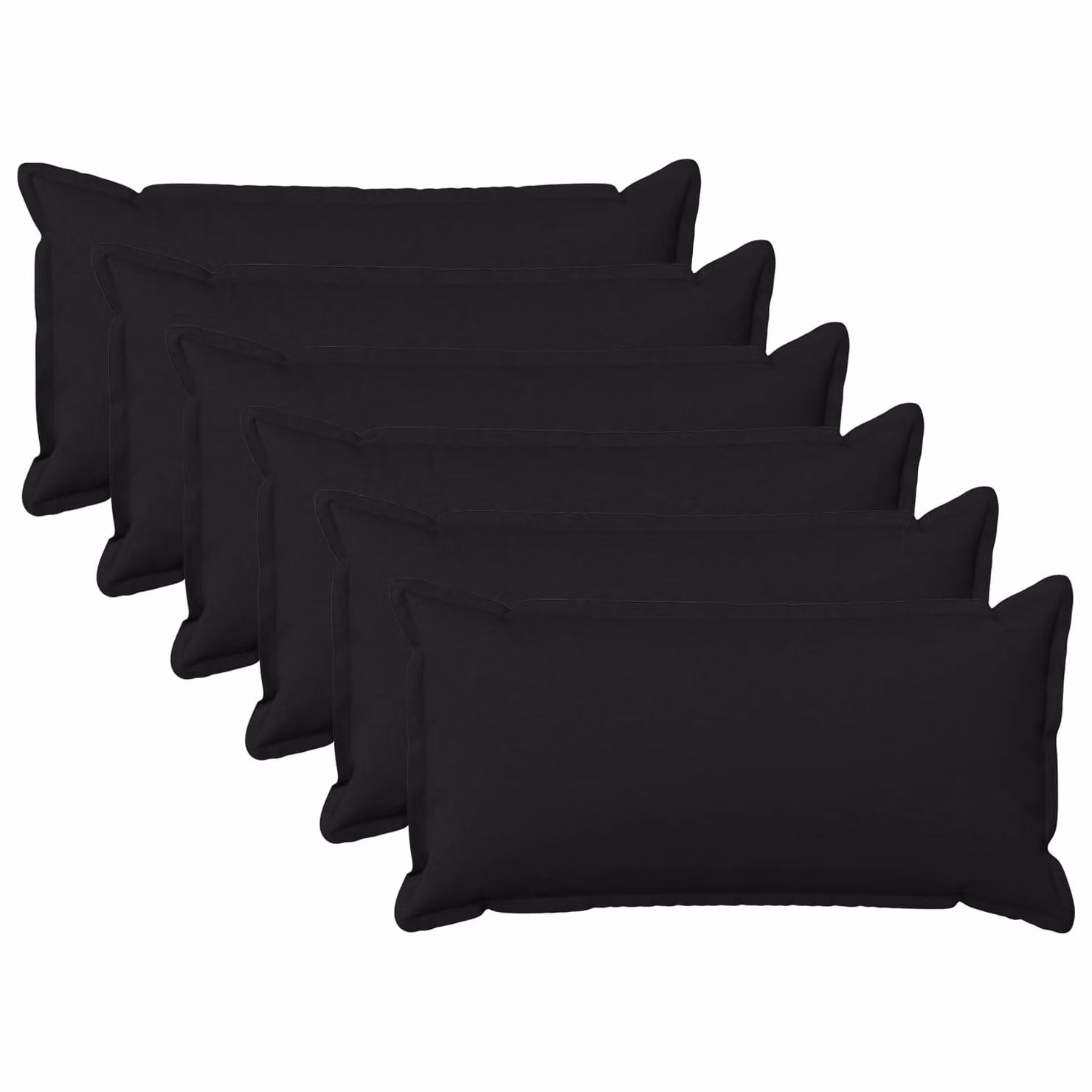 Set di 6 cuscini vidaXL HOUTEN neri in lino con fodera rimovibile L/P/H: 40 x 40 x 80 cm