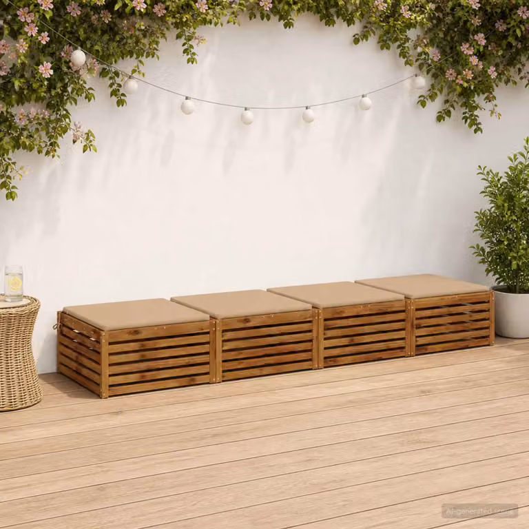 Set di 4 cuscini per sedia vidaXL SOEST in poliestere color sabbia con rivestimento lavabile e resistente ai raggi UV