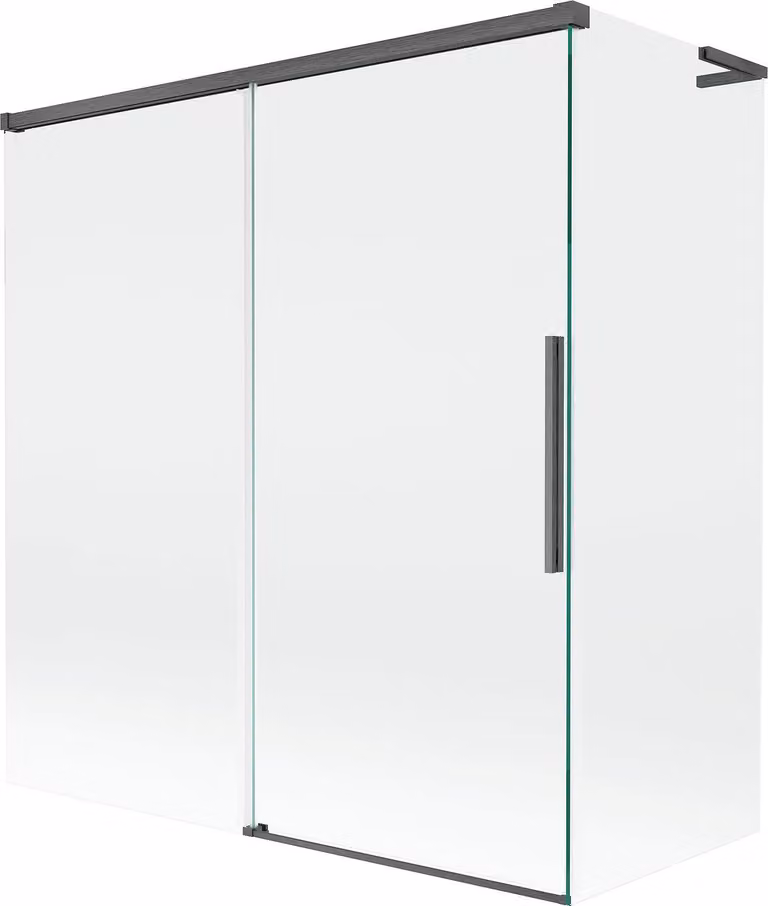 Mexen Rox L paravento per doccia a 2 ante scorrevoli 150 + 70 x 150 cm, trasparente, grigio canna di fucile spazzolato