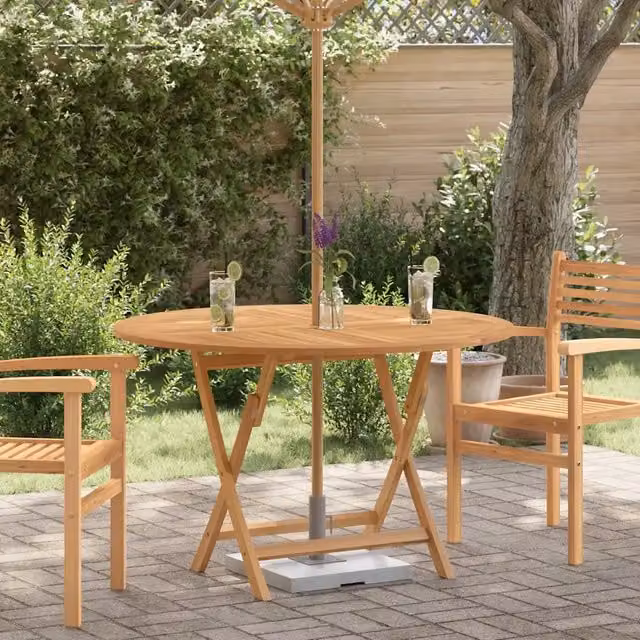 Tavolo da Giardino Pieghevole Ø110x75 cm Legno Massello di Teak 362618